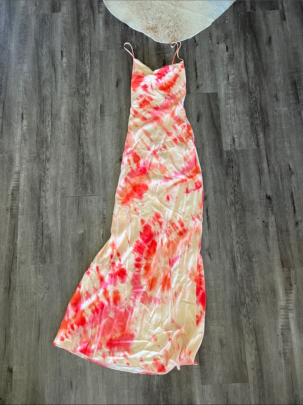 Rat & Boa Pink and Cream Tie-Dye Slip Maxi Dress